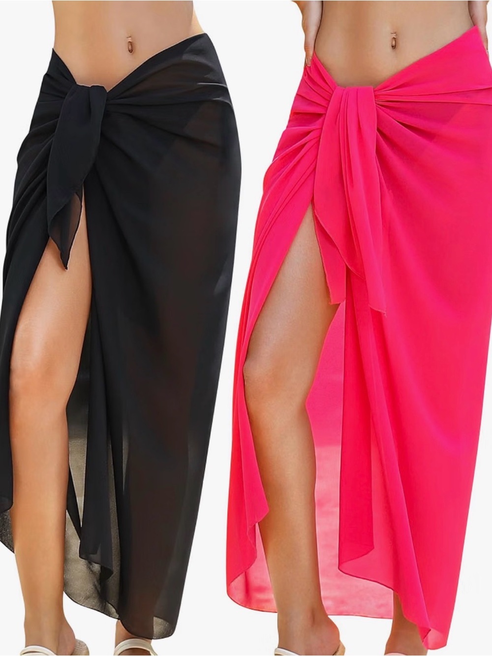 2 Chiffon Sarongs - Pink and Black